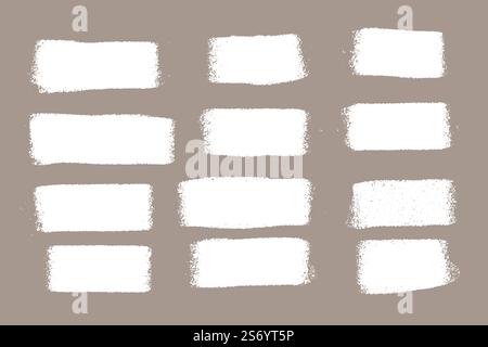 Weißer Grunge-Farbwalzen-Abstrich-Set Stock Vektor
