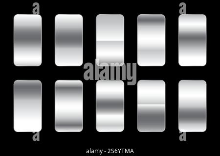 Premium-Set mit Metallic-Silber-Farbverläufen Stock Vektor