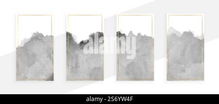 Graue Aquarell Banner Satz von vier Stock Vektor