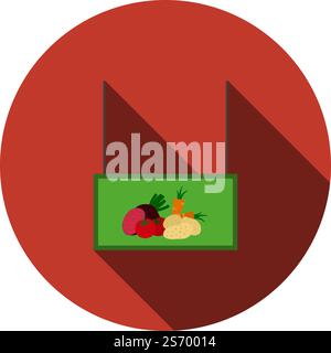 Symbol Der Abteilung Für Gemüsemarkt. Flaches Kreiseldesign Mit Langen Schatten. Vektorgrafik. Stock Vektor