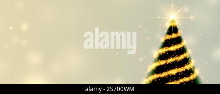 3D weihnachtsbaum mit Funkeln Banner gemacht Stock Vektor