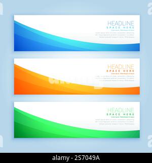 drei saubere Sache Banner und Header set Stock Vektor