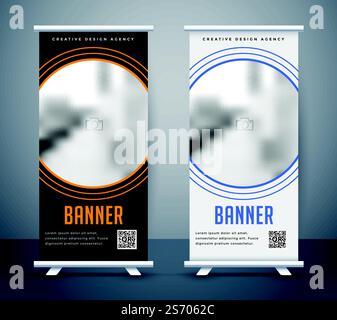 Einfache dunkle und helle rollup banner Stock Vektor