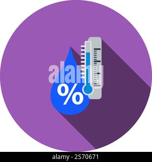 Symbol „Feuchtigkeit“. Flaches Kreiseldesign Mit Langen Schatten. Vektorgrafik. Stock Vektor