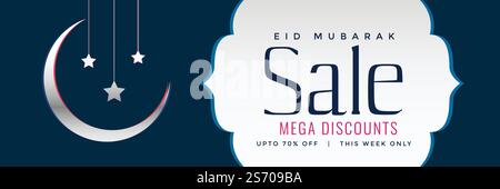 Eid Verkauf web Banner oder Header Design mit Halbmond Stock Vektor