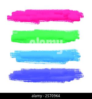 Satz von vier handgemalte Pinselstrich Stock Vektor