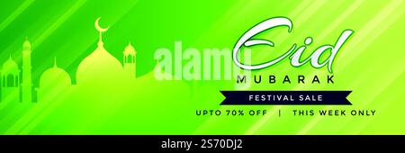 Grüne Eid Mubarak Web Banner verkauf Design Stock Vektor