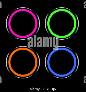 Vier Farben glänzenden Rahmen oder Tasten einstellen Stock Vektor