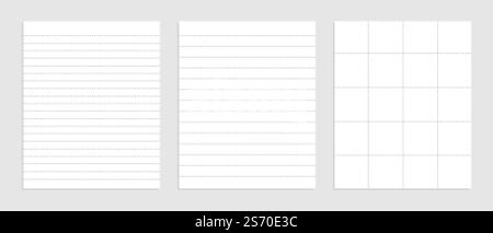 Realistische leere gepunktete Linien Papierbogen Set Stock Vektor