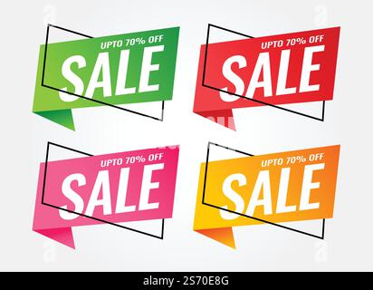 Trendy verkauf Banner in verschiedenen Farben Stock Vektor