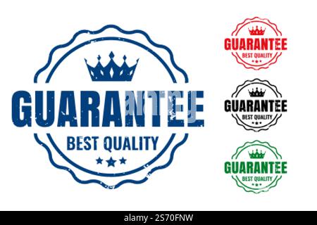 Garantiert beste Qualität Gummistempel in vier Farben Stock Vektor