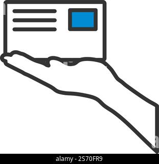 Symbol Des Briefes Mit Der Hand. Editierbare Fettformatier Umriss Mit Farbfülldesign. Vektorgrafik. Stock Vektor