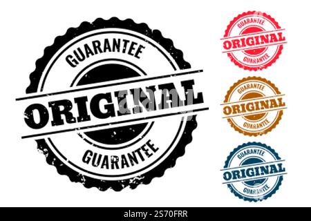 Original Garantie authentische Gummi Stempel Satz von vier Stock Vektor