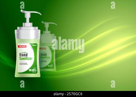 Händededesinfektionsflasche in realistischem 3D-Stil Stock Vektor