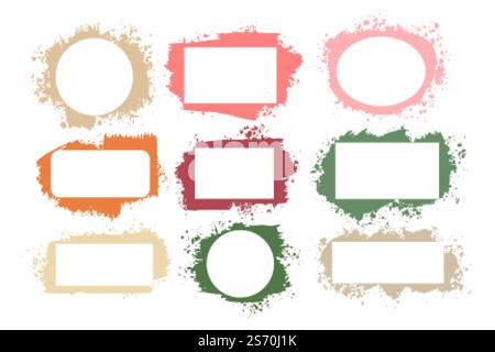Satz Splatter Grunge Rahmen in vielen Farben Stock Vektor