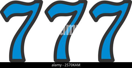 777 Symbol. Editierbare Fettformatier Umriss Mit Farbfülldesign. Vektorgrafik. Stock Vektor
