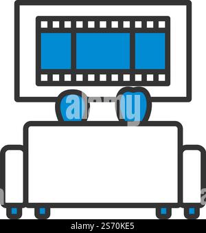 Cinema Sofa Icon. Editierbare Fettformatier Umriss Mit Farbfülldesign. Vektorgrafik. Stock Vektor