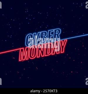Neon style Cyber Monday text Design Hintergrund Stock Vektor