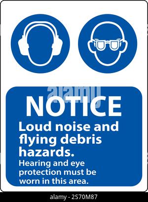 Hör- und Augenschutzschild auf weißem Hintergrund Stock Vektor