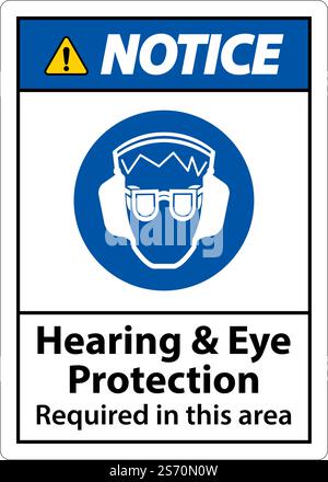 Hör- und Augenschutzschild auf weißem Hintergrund Stock Vektor