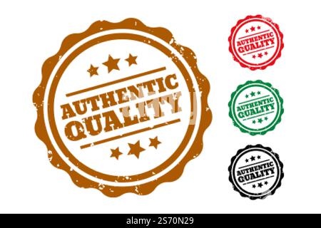 Authentische Qualität Gummi Stempel Satz von vier Stock Vektor