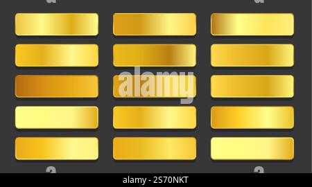 Gelb Gold Gradienten metallischen Gradienten Set Design Stock Vektor