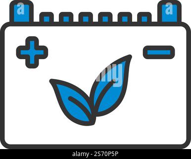Autobatterie Mit Lamellensymbol. Editierbare Fett Formatigte Kontur Mit Farbfüllungsdesign. Vektorgrafik. Stock Vektor