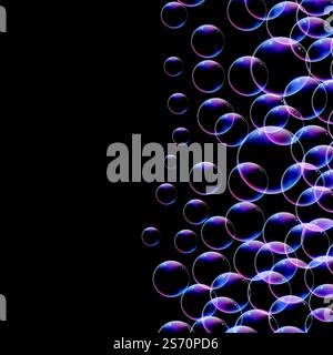 Glänzend Blasen auf schwarzen Hintergrund mit Text Raum Stock Vektor