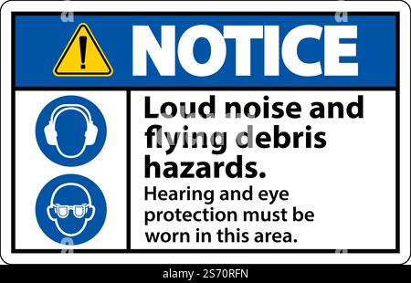 Hör- und Augenschutzschild auf weißem Hintergrund Stock Vektor