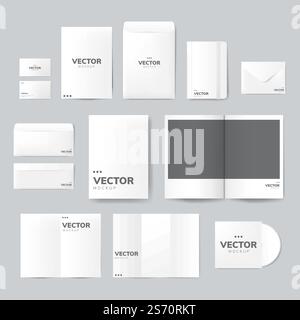 Satz von Druckmaterial Designs Mockup Vektor Stock Vektor