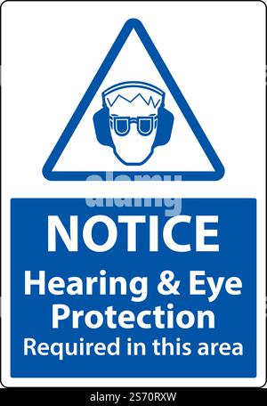 Hör- und Augenschutzschild auf weißem Hintergrund Stock Vektor