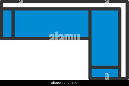 Symbol Für Ecksofa. Editierbare Fett Formatigte Kontur Mit Farbfüllungsdesign. Vektorgrafik. Stock Vektor