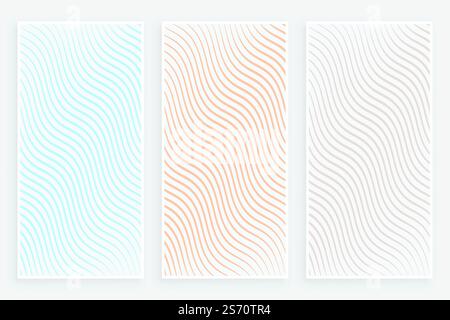 Subtile minimalistische kurvige fließende Linien Muster Banner Set Stock Vektor