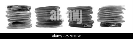 Schwarz und grau handbemalte Pinselstriche Satz von vier Stock Vektor