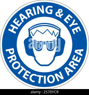 Hör- und Augenschutzschild auf weißem Hintergrund Stock Vektor