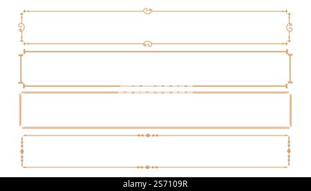 Satz von vier klassischen dekorativen rechteckigen Rahmen Stock Vektor