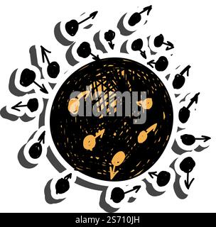 Molekül-Aufkleber mit Schatten zum Thema Bildung. Zurück zur Schule. Vektorgrafik. Stock Vektor