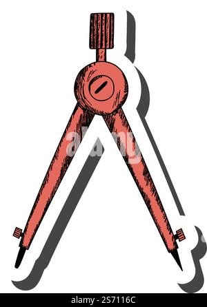 Kompass-Aufkleber mit Schatten auf Bildung Thema. Zurück zur Schule. Vektorgrafik. Stock Vektor