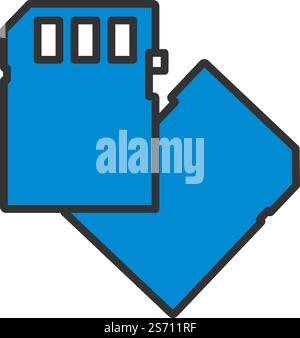 Symbol Speicherkarte. Editierbare Fett Formatigte Kontur Mit Farbfüllungsdesign. Vektorgrafik. Stock Vektor