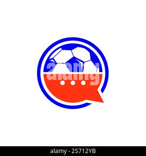 Vektor-Logo für Fußballgespräche. Design-Konzept für Sport-Chat-Vektor-Logo. Stock Vektor