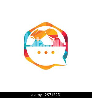 Vektor-Logo für Fußballgespräche. Design-Konzept für Sport-Chat-Vektor-Logo. Stock Vektor