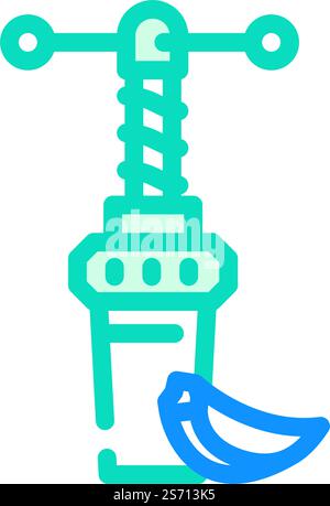 Knoblauchpresse Farbsymbolvektor. Knoblauchdruckschild. Isolierte Symboldarstellung. Knoblauchpresse Farbe Symbol Vektor Illustration Stock Vektor