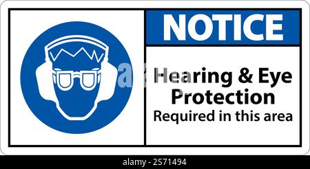 Hör- und Augenschutzschild auf weißem Hintergrund Stock Vektor