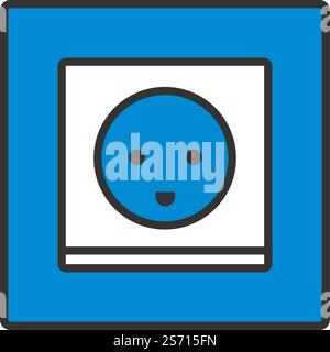 Symbol Für Elektrische Steckdose In Österreich. Editierbare Fett Formatigte Kontur Mit Farbfüllungsdesign. Vektorgrafik. Stock Vektor