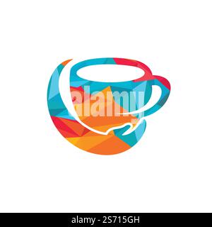 Coffee Care Vector-Logo-Design. Design mit Kaffeetasse und Hand-Symbol. Stock Vektor