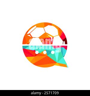 Vektor-Logo für Fußballgespräche. Design-Konzept für Sport-Chat-Vektor-Logo. Stock Vektor