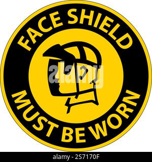 Vorsicht Gesichtsschutz Muss Auf Weißem Hintergrund Getragen Werden Stock Vektor