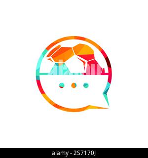 Vektor-Logo für Fußballgespräche. Design-Konzept für Sport-Chat-Vektor-Logo. Stock Vektor