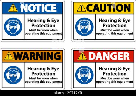 Hör- und Augenschutzschild auf weißem Hintergrund Stock Vektor