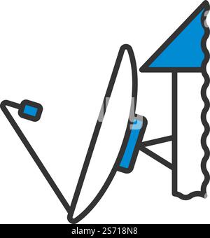 Symbol Für Satellitenantenne. Editierbare Fett Formatigte Kontur Mit Farbfüllungsdesign. Vektorgrafik. Stock Vektor